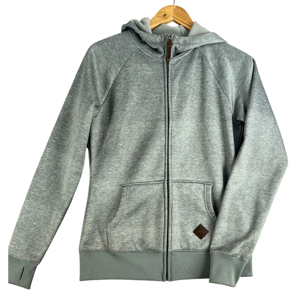 Burton Dryride Scoop Hoodie Mens M Gray Full Zip Fleece Sweatshirt Thumbhole